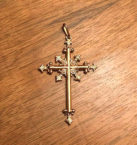 Croix "fleurie" or jaune et perles, Savoie-photo-4