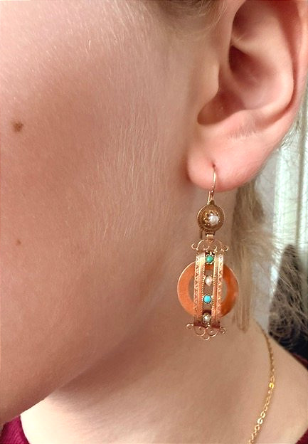 Paire de pendants d'oreilles, époque Napoléon III-photo-2