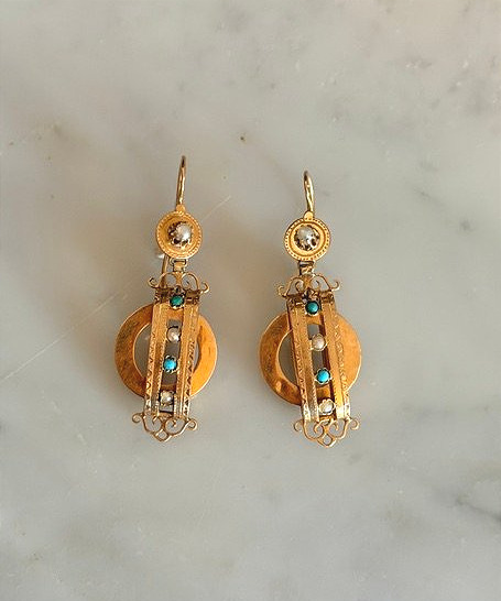 Paire de pendants d'oreilles, époque Napoléon III-photo-3