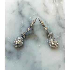Pair Of Diamond Drop Earrings, 1900 Period