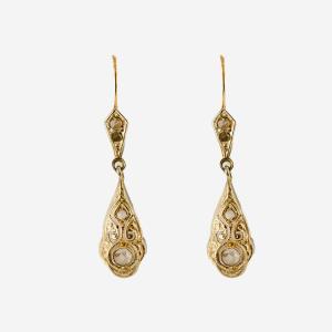 Pair Of Sleeper Earrings, Diamonds, Late 19th Century
