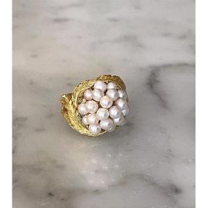 Vintage French "bouquet Of Pearls" Ring