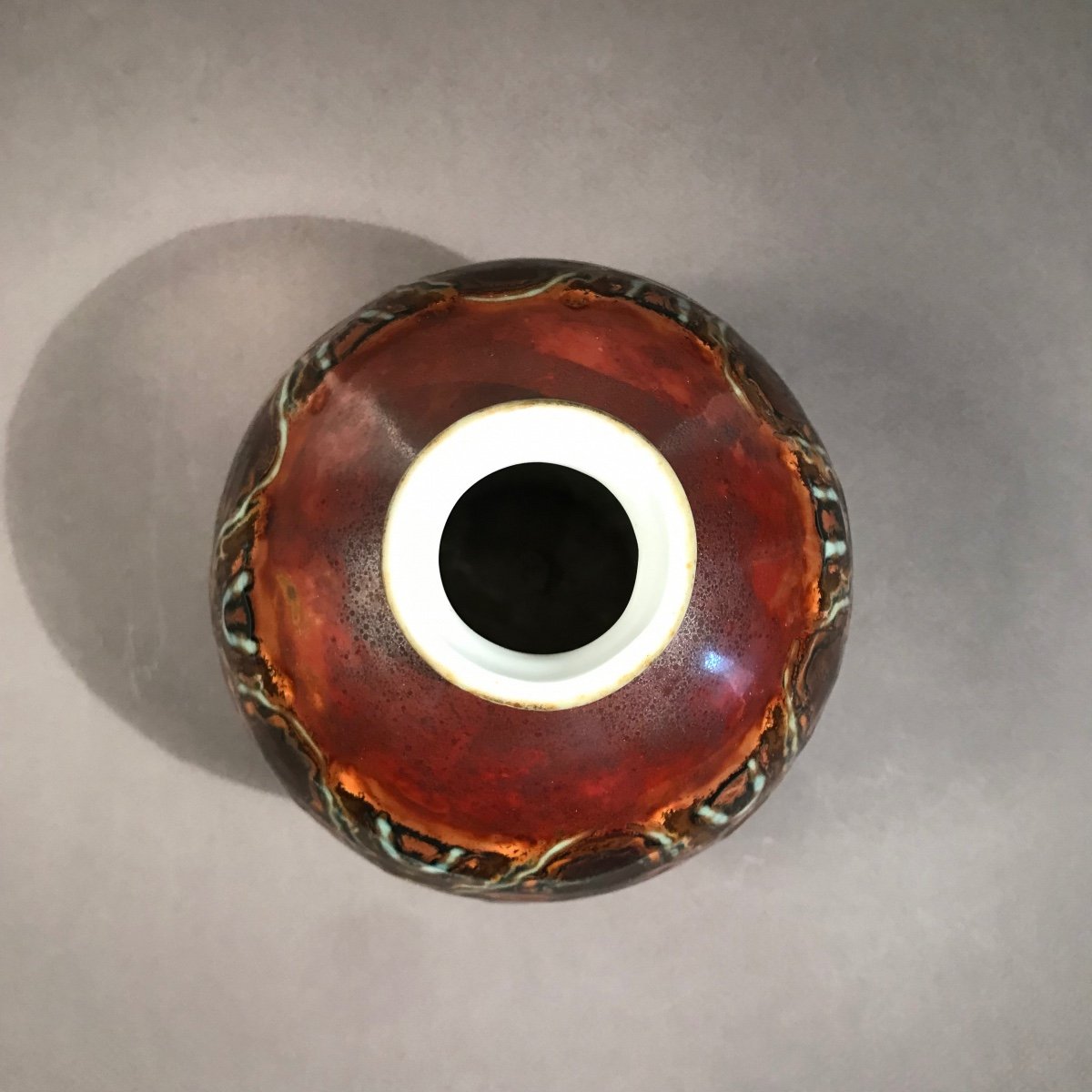 Fire Arts XXth C. Art Deco Camille Tharaud Enamelled Porcelain Ball Vase Circa 1925-30-photo-4