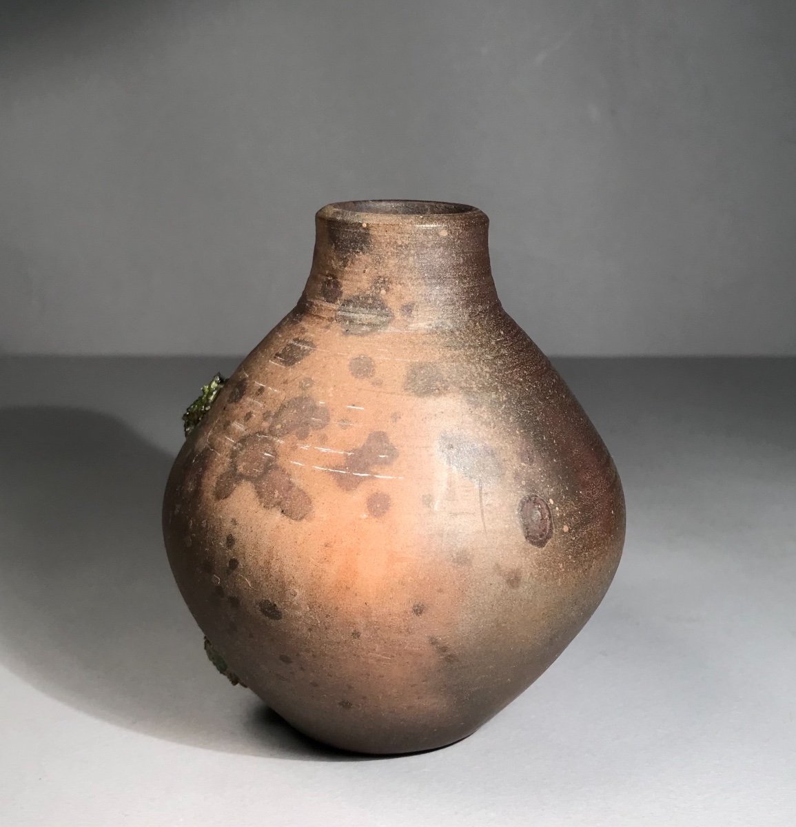 Ceramic 20th Arts Of Fire Pottery Loul Combres Brutalist Naturalist Vase In Sandstone-photo-1