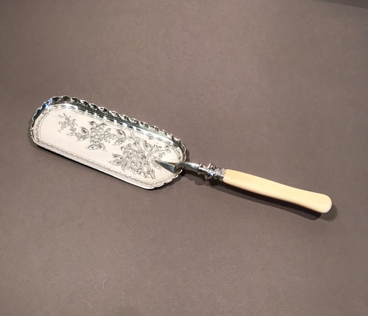 Tableware Silverware Table Shovel Silver Metal Sheffield Walker And Hall England Décor Floral XIXème -photo-3