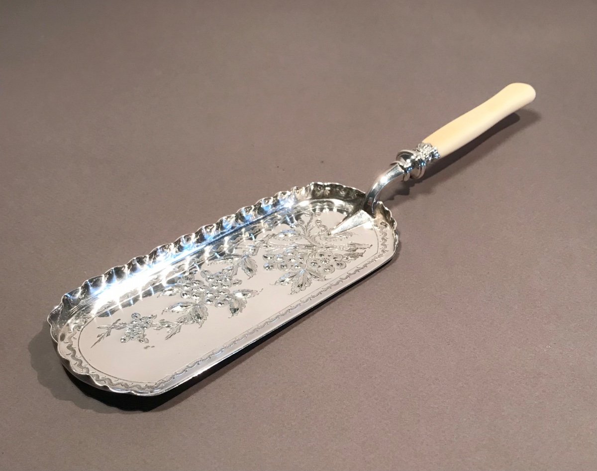 Tableware Silverware Table Shovel Silver Metal Sheffield Walker And Hall England Décor Floral XIXème -photo-6