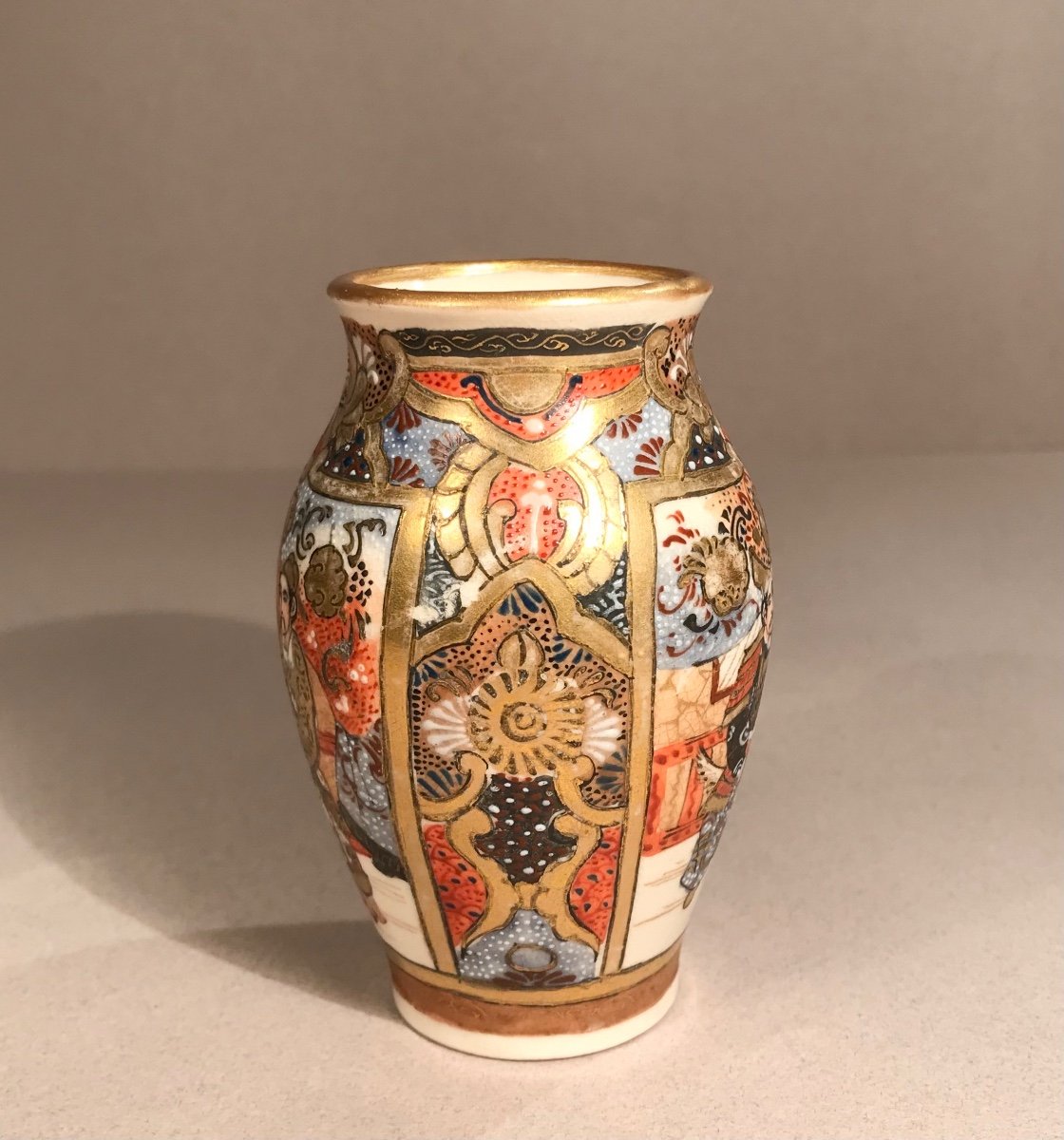 Asian Arts Japan Satsuma Kilns Meiji Period Miniature Earthenware Vase With Enamelled Decor 1880/90-photo-3