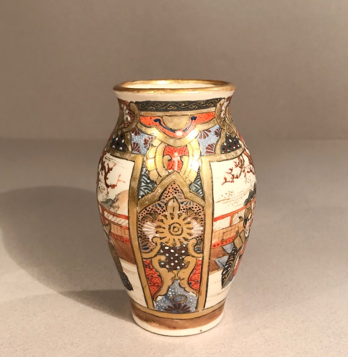 Asian Arts Japan Satsuma Kilns Meiji Period Miniature Earthenware Vase With Enamelled Decor 1880/90-photo-4