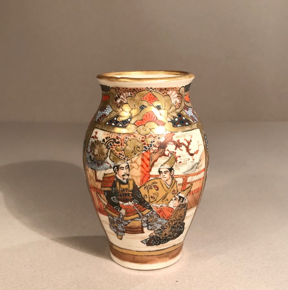 Asian Arts Japan Satsuma Kilns Meiji Period Miniature Earthenware Vase With Enamelled Decor 1880/90-photo-1
