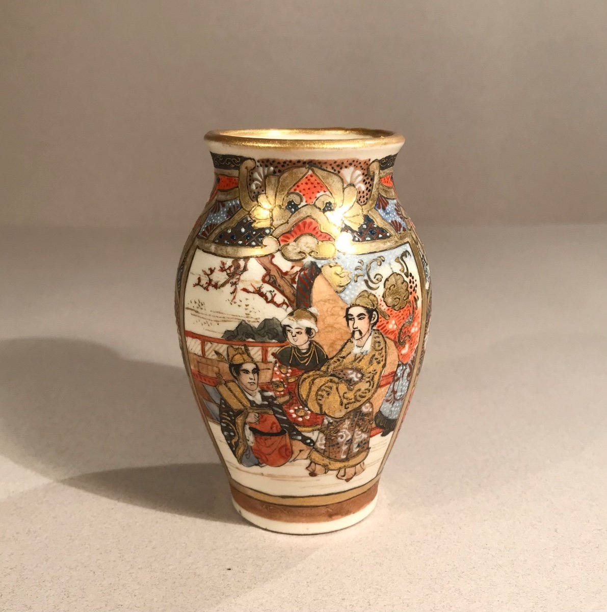 Asian Arts Japan Satsuma Kilns Meiji Period Miniature Earthenware Vase With Enamelled Decor 1880/90-photo-2