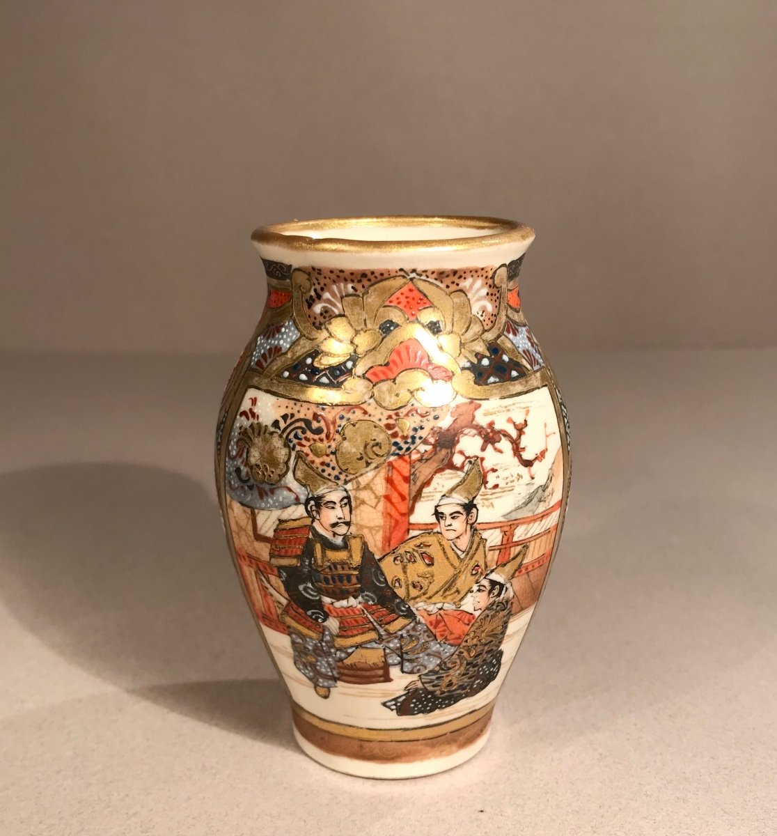 Asian Arts Japan Satsuma Kilns Meiji Period Miniature Earthenware Vase With Enamelled Decor 1880/90-photo-3