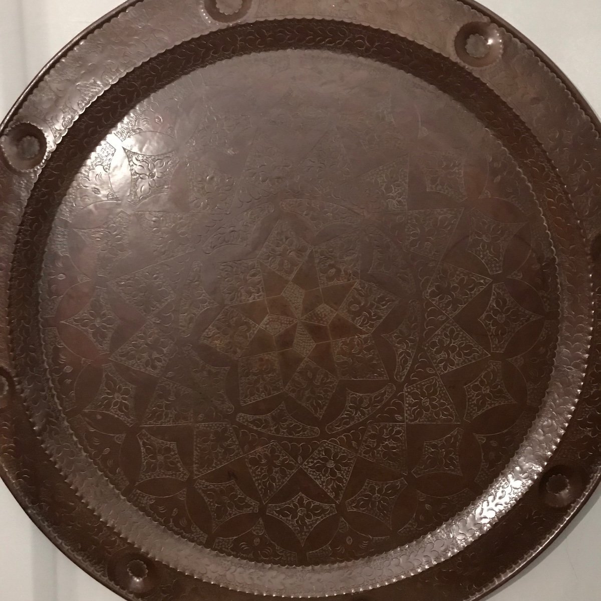 Maghreb Islamic Art 20th Century Dinanderie Important Ceremonial Ceremonial Tray Diameter 97.5 Cm-photo-5