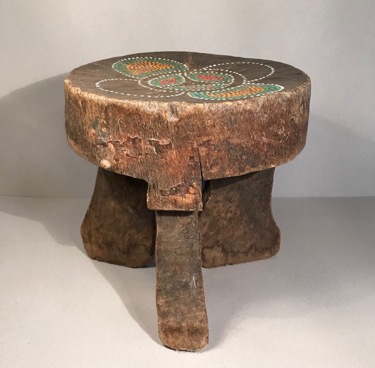 Early Arts Africa Kenya Monoxyl Kamba Stool In Palm Wood Beaded Decor Early 20th Century-photo-8