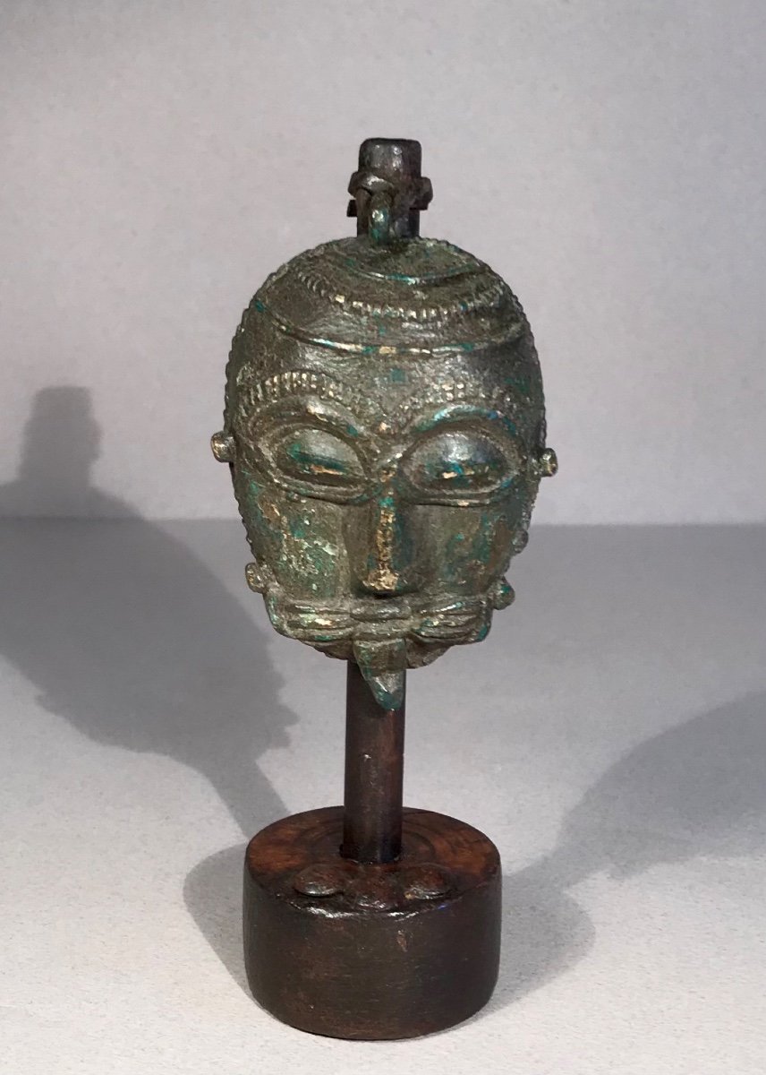 Early Art Diminutive Mask Akan Culture In Bronze And Copper African Art Early 20th Century-photo-3