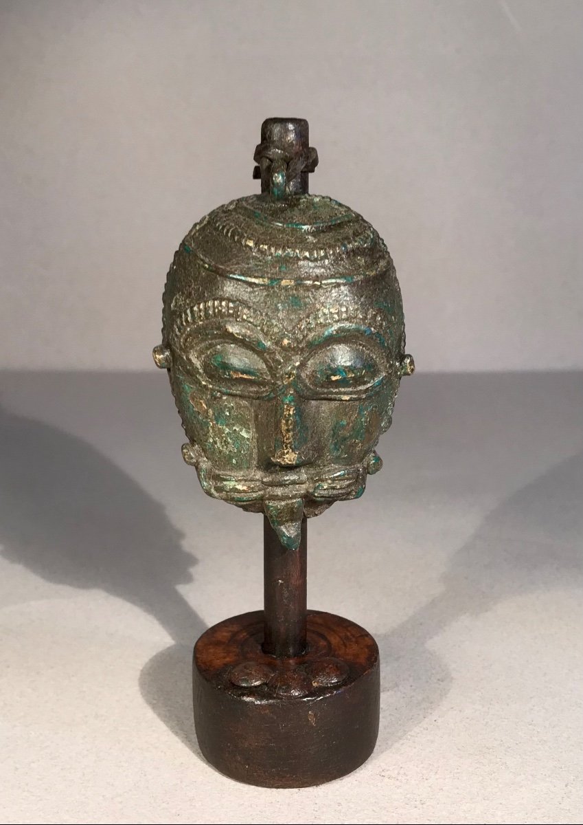 Early Art Diminutive Mask Akan Culture In Bronze And Copper African Art Early 20th Century-photo-1