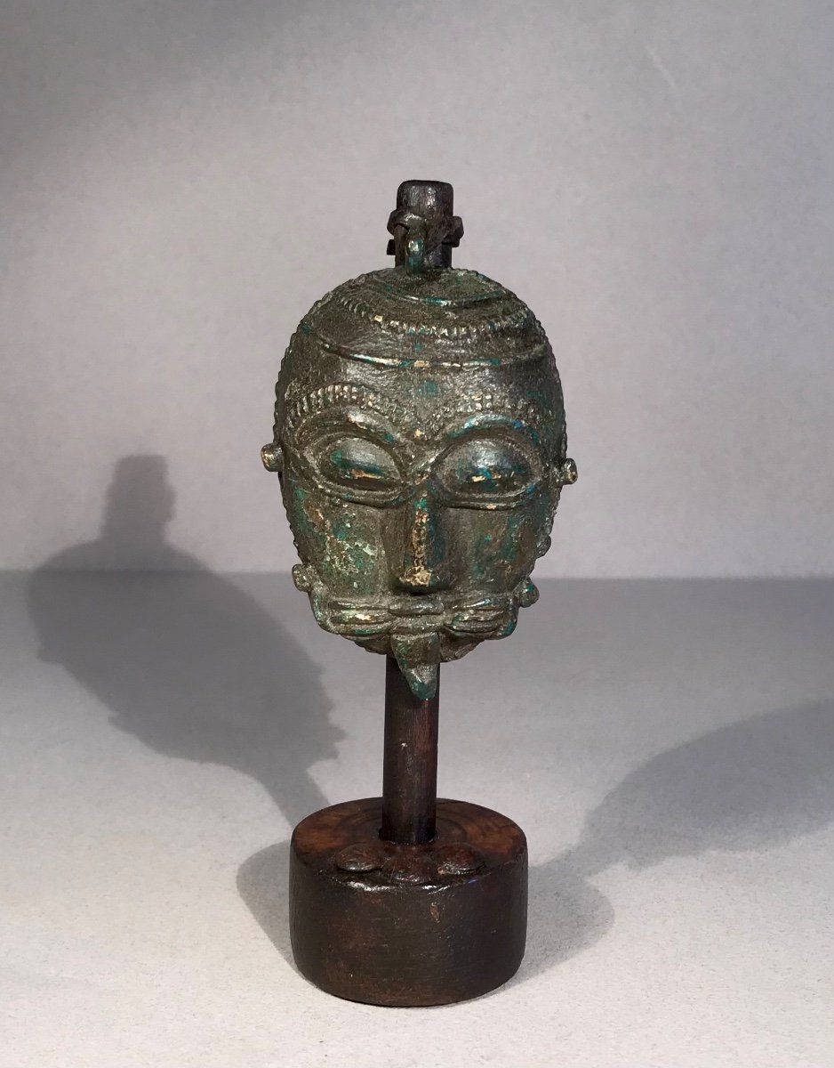 Early Art Diminutive Mask Akan Culture In Bronze And Copper African Art Early 20th Century-photo-6