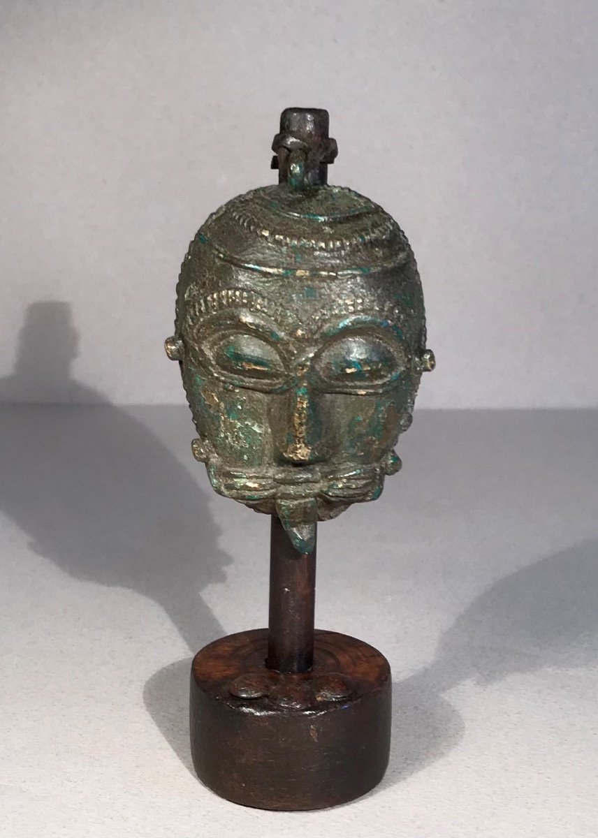 Early Art Diminutive Mask Akan Culture In Bronze And Copper African Art Early 20th Century-photo-7