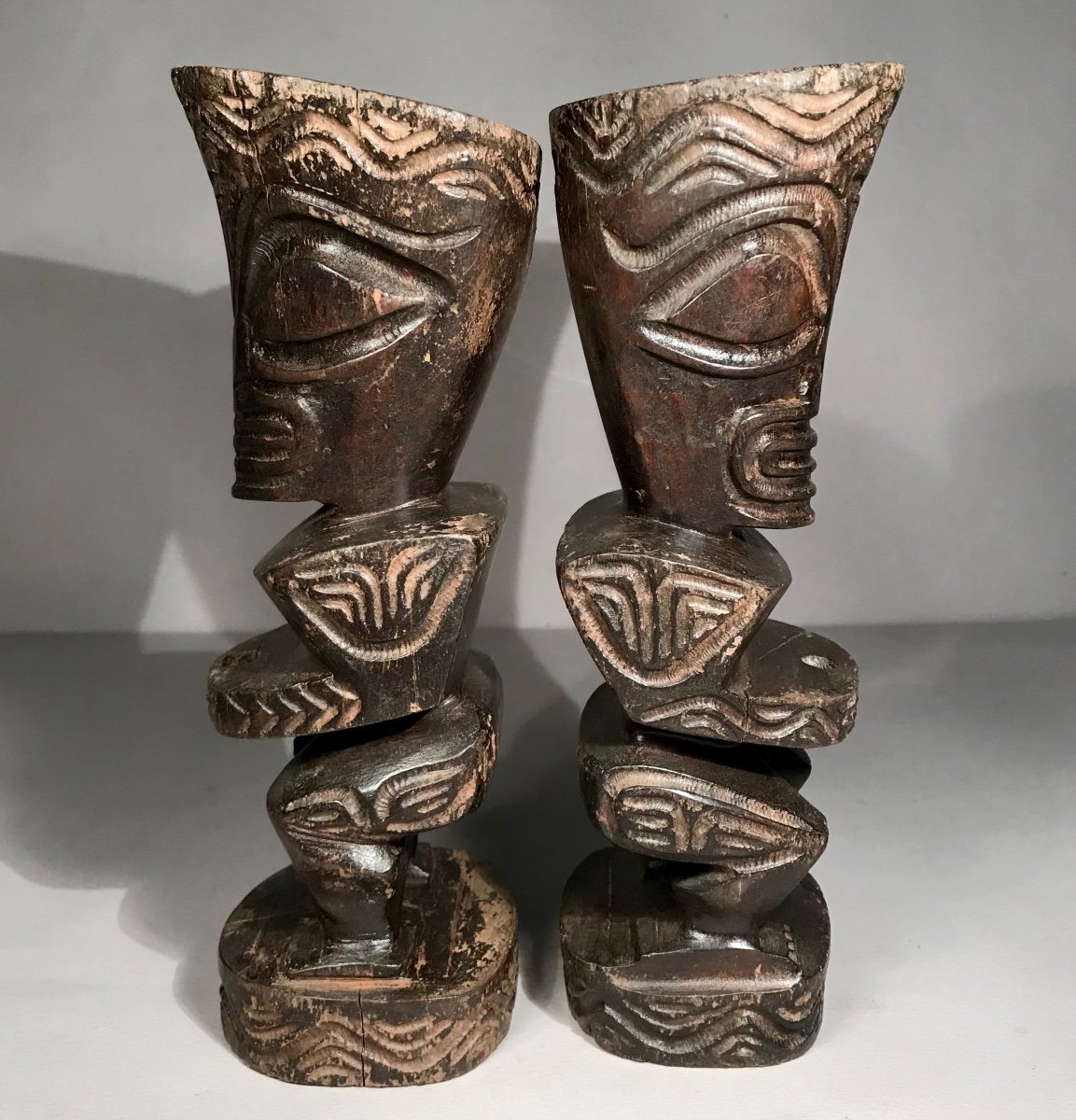 Arts Premiers Tikis Océanie/polynésie/îles Marquises Bois De Rose  Sculpté XXème Siècle -photo-1