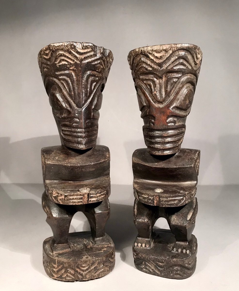 Arts Premiers Tikis Océanie/polynésie/îles Marquises Bois De Rose  Sculpté XXème Siècle 