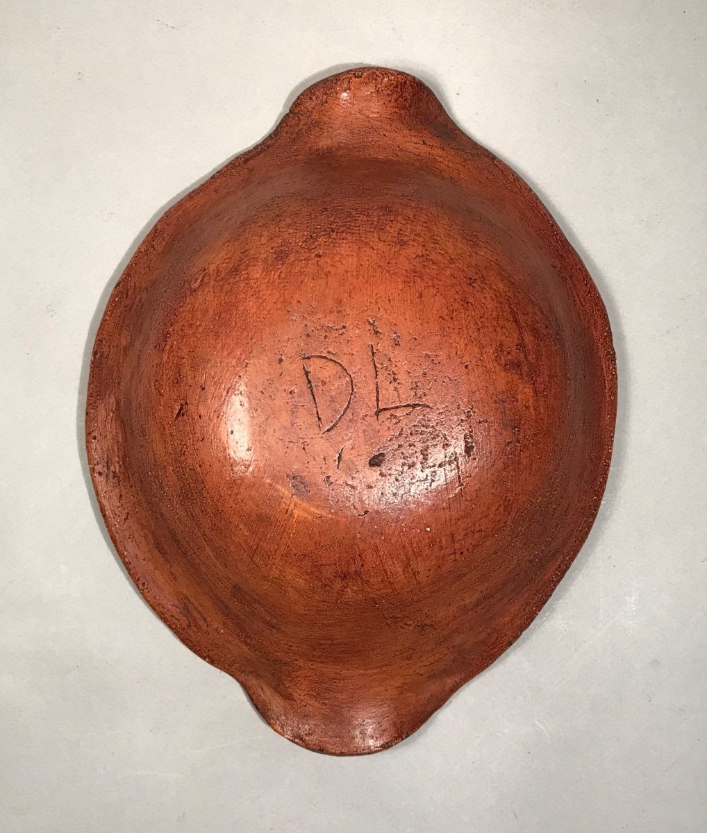 Popular Art Patinated Terracotta Dish With Plant Imprints Early 20th Century Haute-provence-photo-3