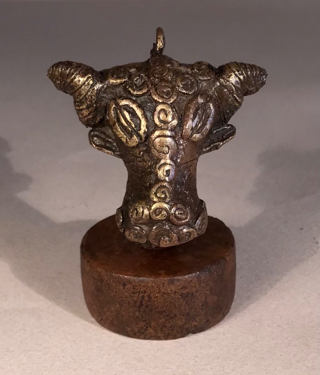 Akan Baoulé-ashanti Togo/ghana/ivory Coast Early Arts Buffalo Head Bronze Lost Wax 20th-photo-1