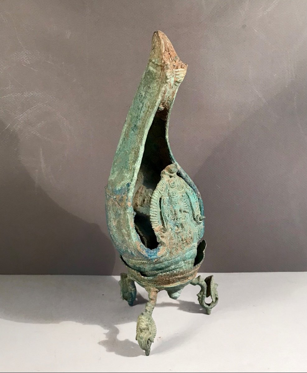 Archéologie Arts D’asie Conque Rituelle Khmer Période Bayon Bronze Cambodge 12ème/13ème Siècle -photo-2