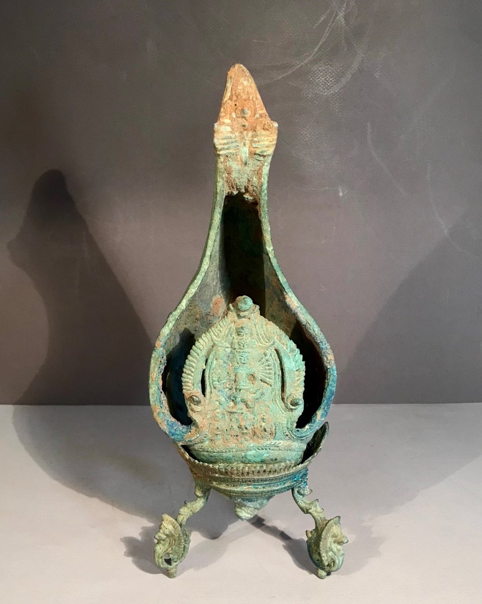Archéologie Arts D’asie Conque Rituelle Khmer Période Bayon Bronze Cambodge 12ème/13ème Siècle -photo-8