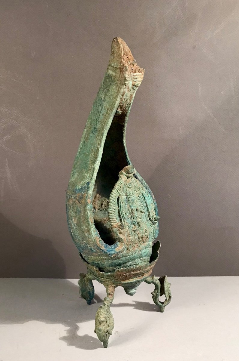 Archéologie Arts D’asie Conque Rituelle Khmer Période Bayon Bronze Cambodge 12ème/13ème Siècle 
