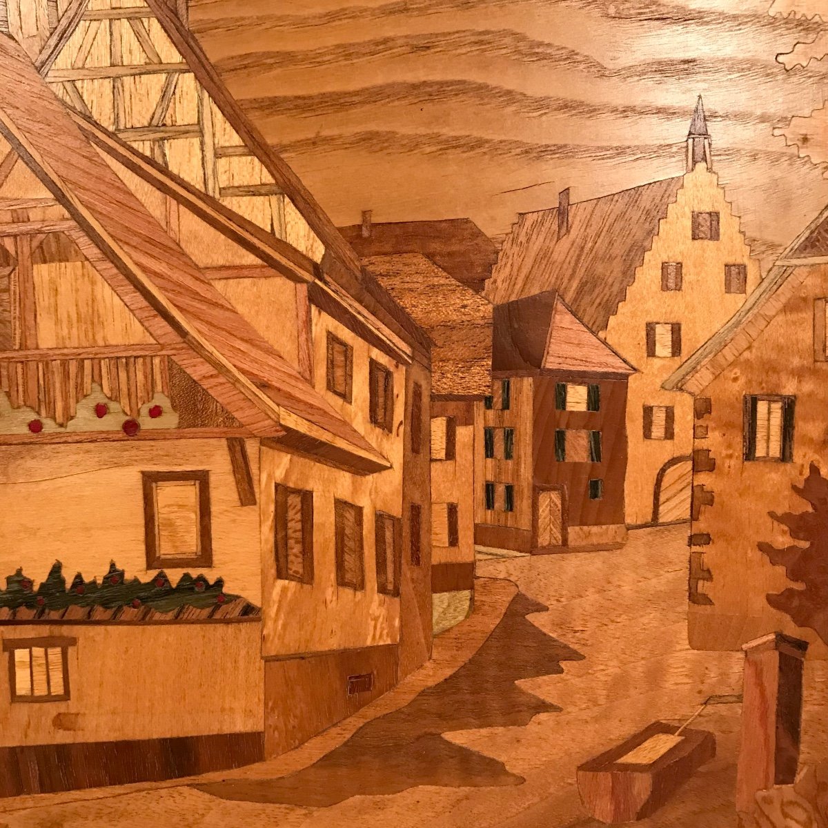 Sculpture Art Alsace Tableau Marqueterie Bois Lucien Esslinger Dambach La Ville Bas-Rhin XXème-photo-4