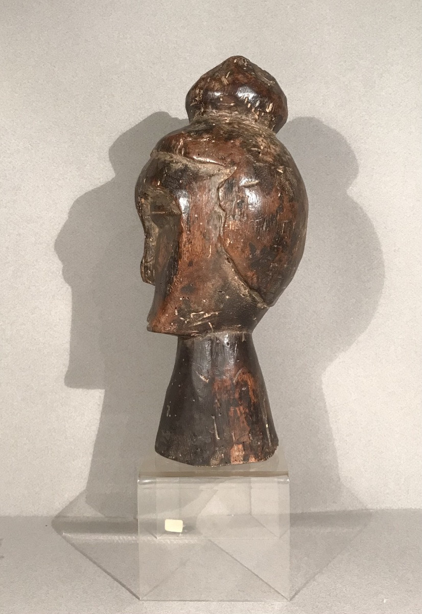 Arts Premiers Art Africain Tête de Reliquaire Fang Gabon Bois Sculpté 1ère Moitié XXème Siècle-photo-3