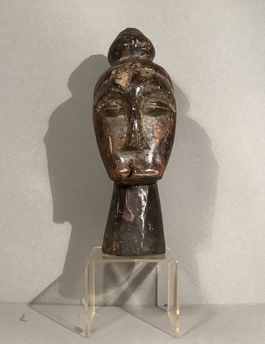 Arts Premiers Art Africain Tête de Reliquaire Fang Gabon Bois Sculpté 1ère Moitié XXème Siècle-photo-1