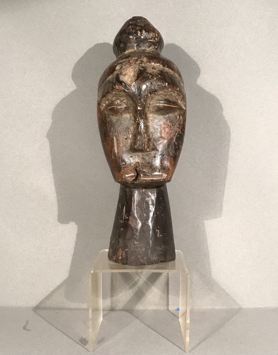 Arts Premiers Art Africain Tête de Reliquaire Fang Gabon Bois Sculpté 1ère Moitié XXème Siècle