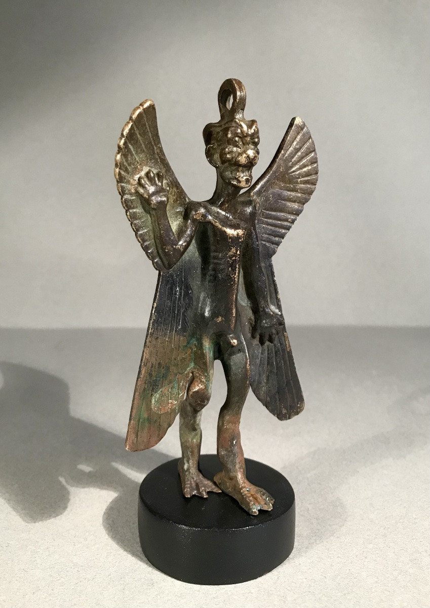 Archaeology Mesopotamia "pazuzu" Neo-assyrian Deity Bronze Patinated 19th-20th Century Babylon-photo-4