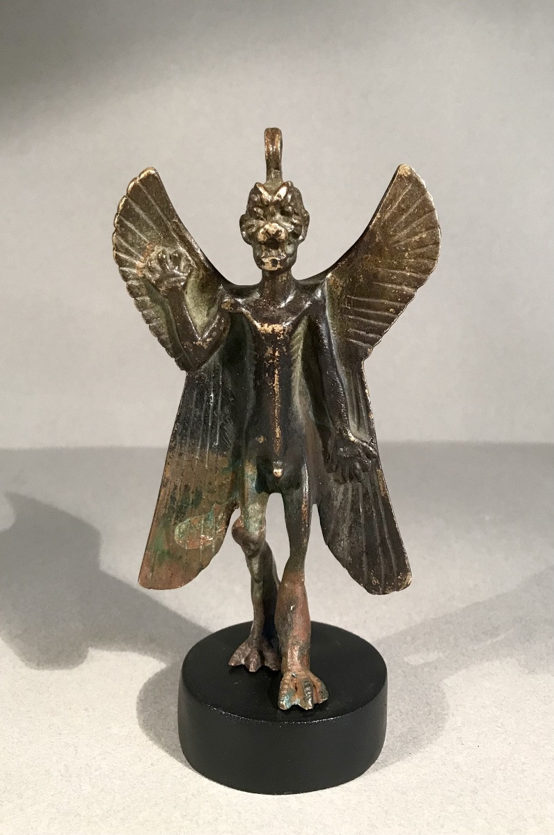 Archaeology Mesopotamia "pazuzu" Neo-assyrian Deity Bronze Patinated 19th-20th Century Babylon-photo-1