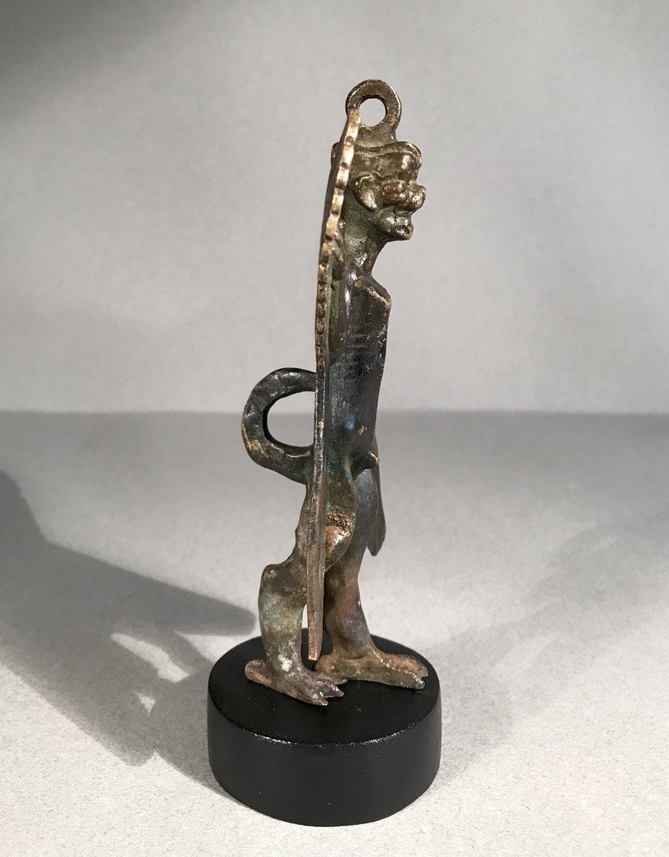 Archaeology Mesopotamia "pazuzu" Neo-assyrian Deity Bronze Patinated 19th-20th Century Babylon-photo-3