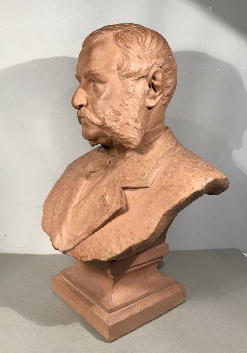 Classical Art Charles Samuel Sculpture Bust Of A Notable Terracotta Paris 1886 H:54 Cm 19th Century-photo-2