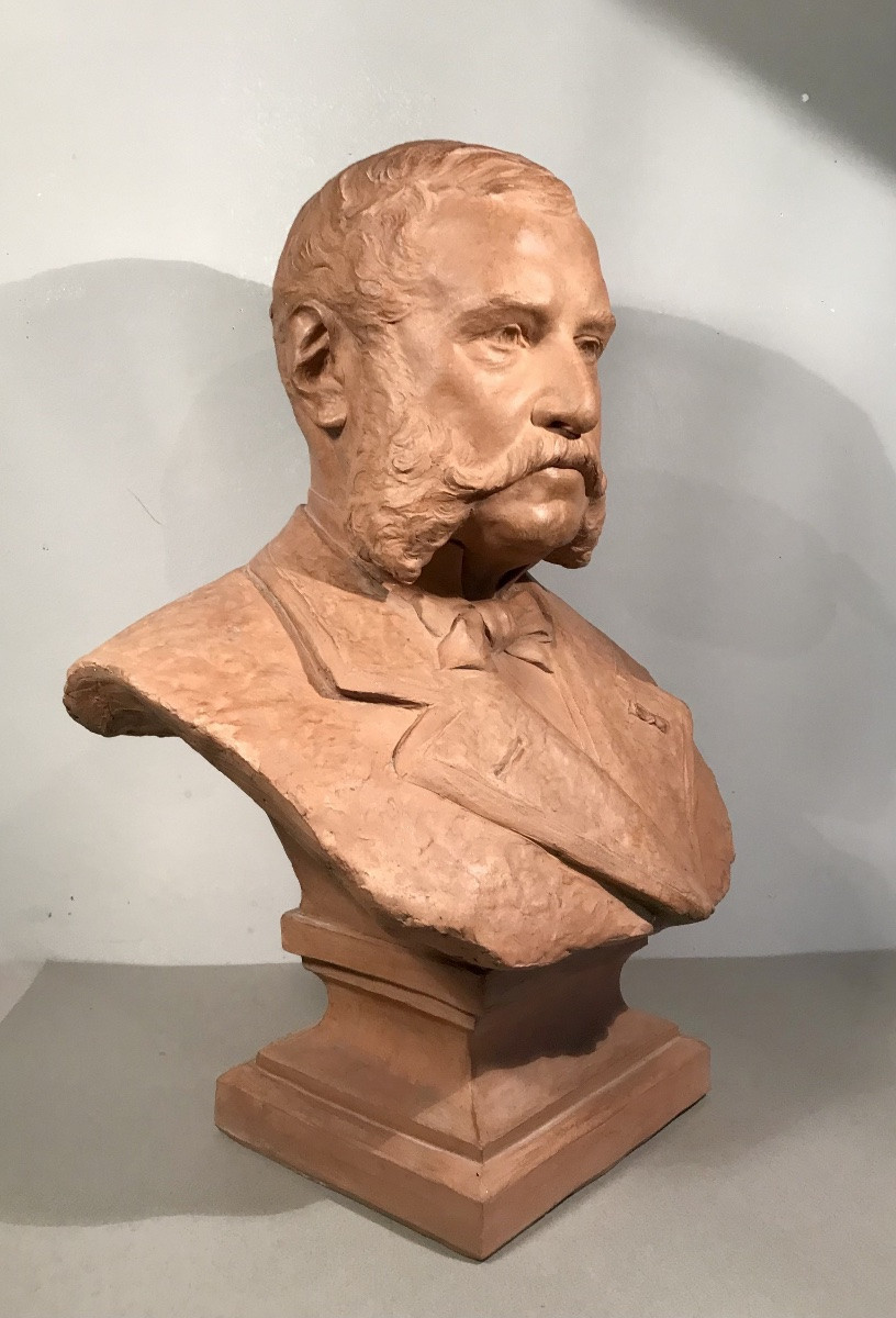 Classical Art Charles Samuel Sculpture Bust Of A Notable Terracotta Paris 1886 H:54 Cm 19th Century-photo-1
