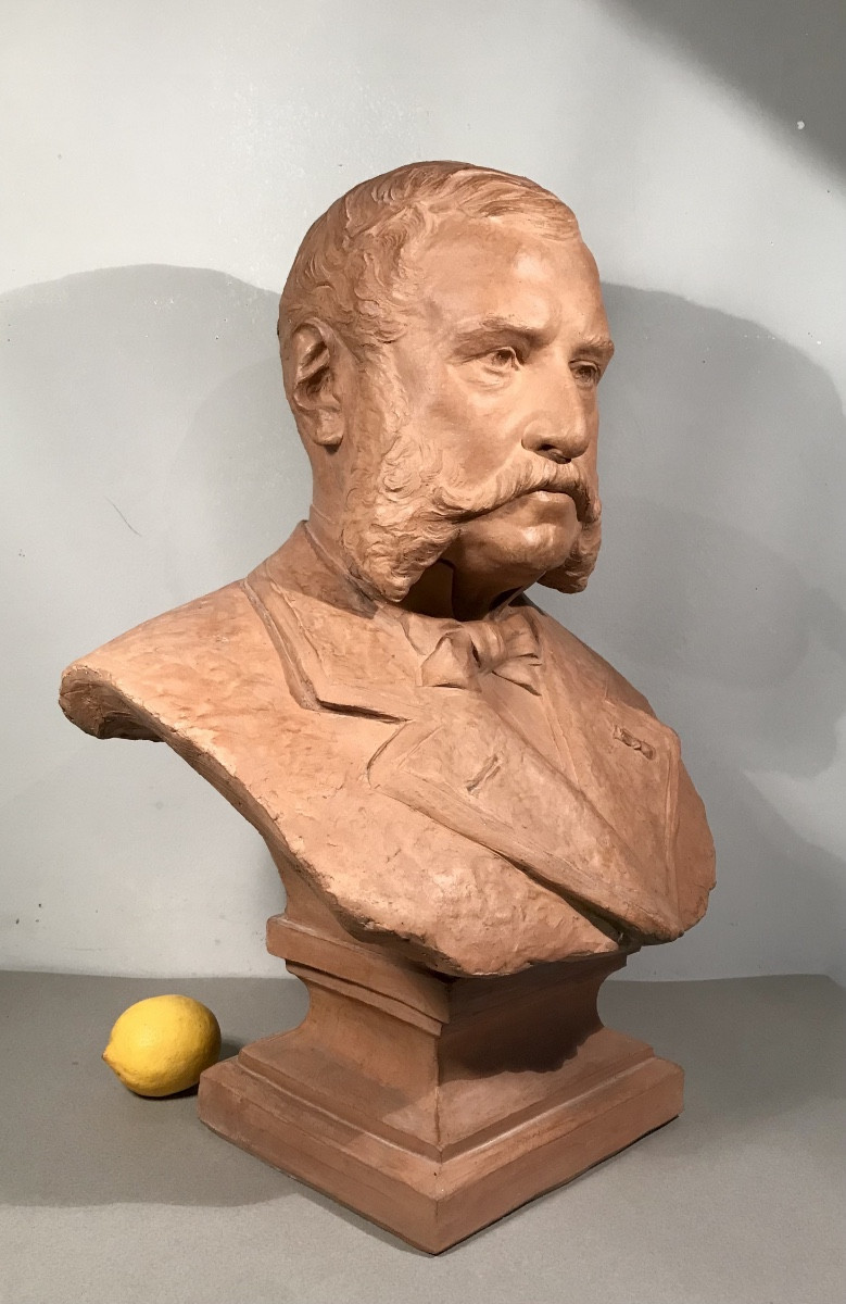 Classical Art Charles Samuel Sculpture Bust Of A Notable Terracotta Paris 1886 H:54 Cm 19th Century