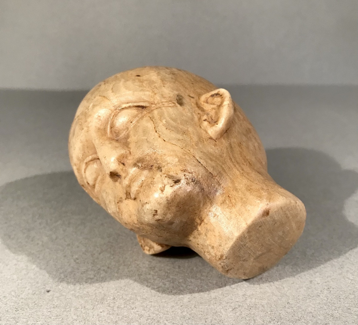 Archéologie Égypte Antique Tête Masculine en albâtre -photo-4