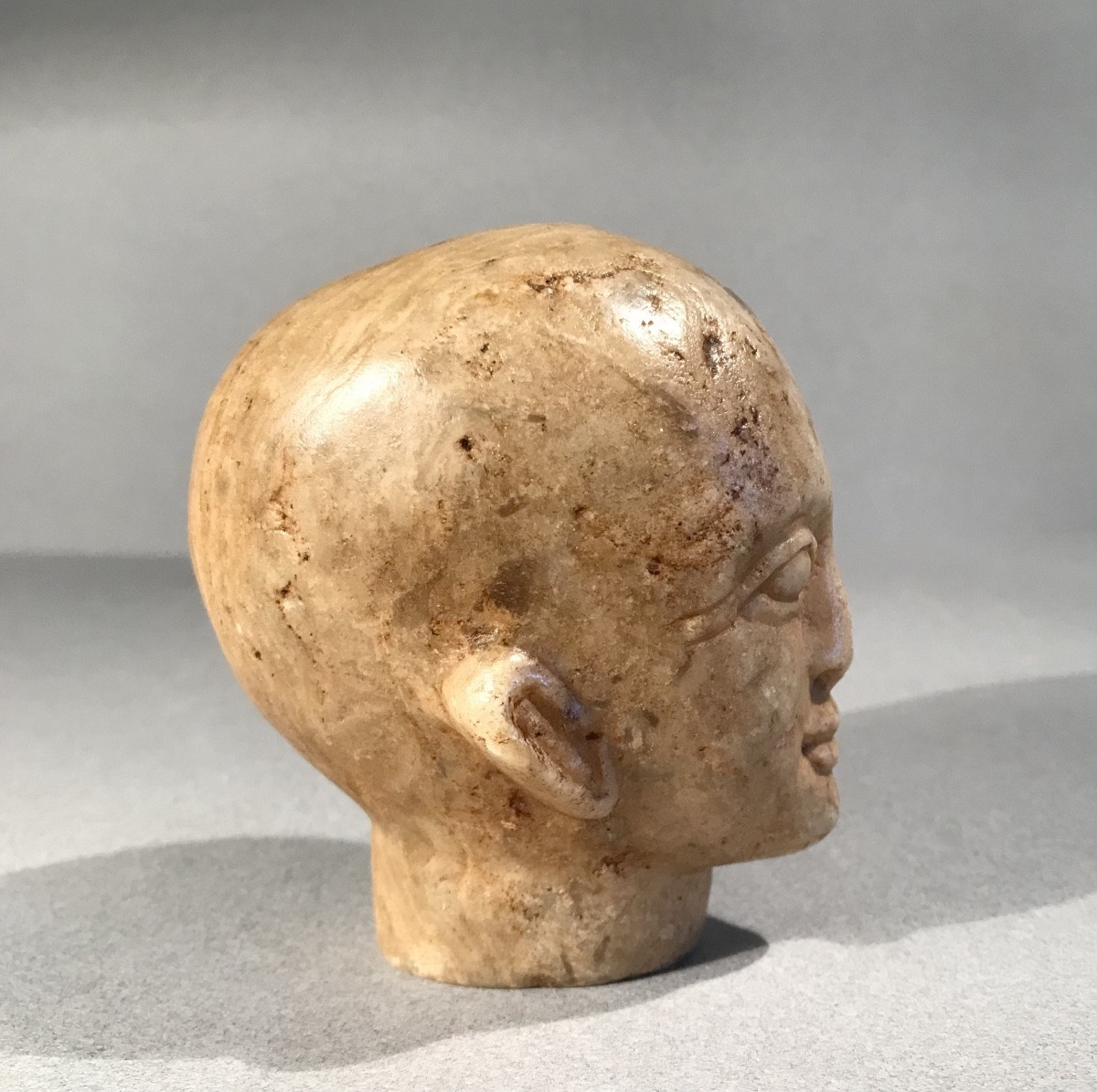 Archéologie Égypte Antique Tête Masculine en albâtre -photo-7