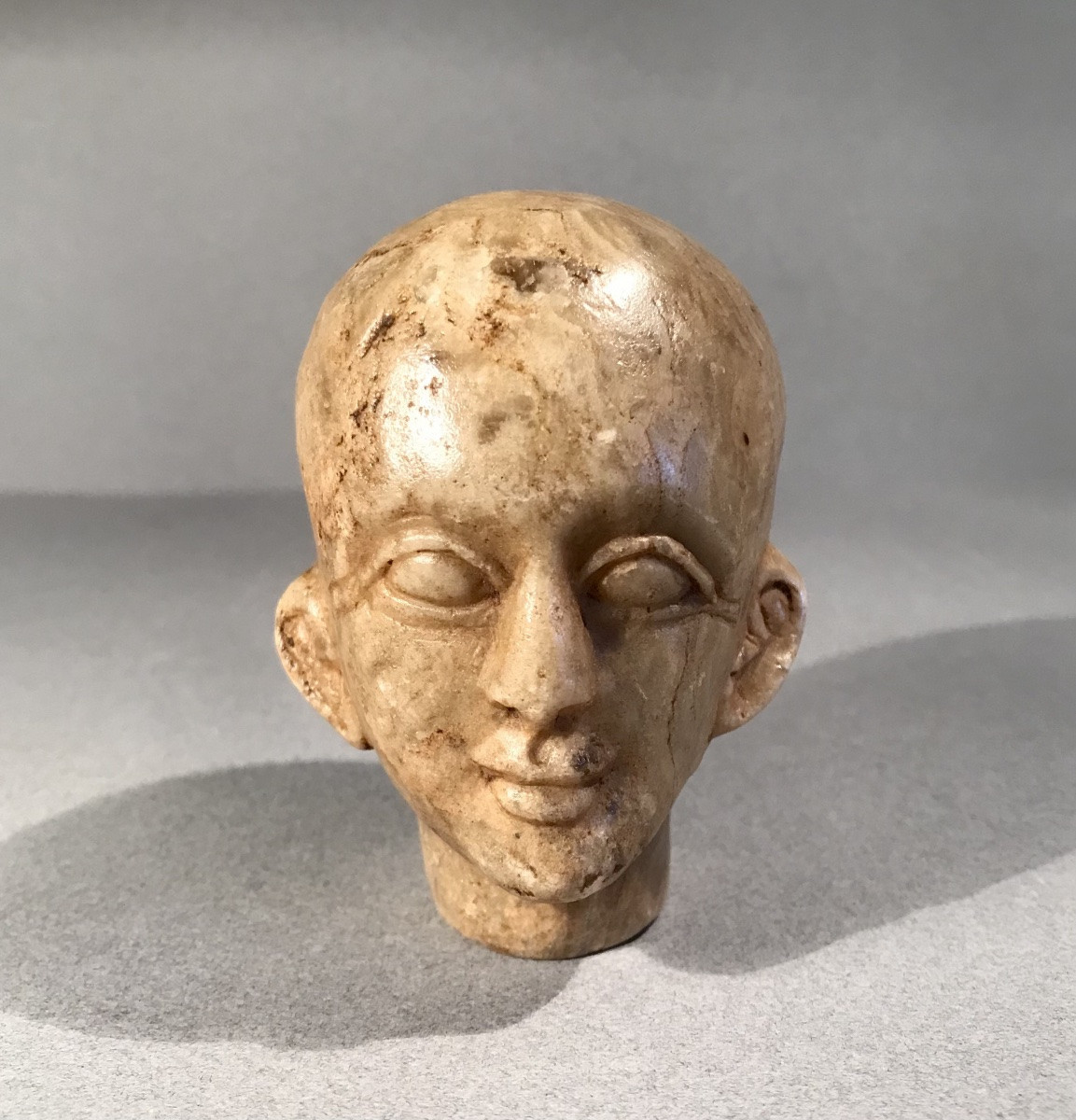 Archéologie Égypte Antique Tête Masculine en albâtre -photo-8
