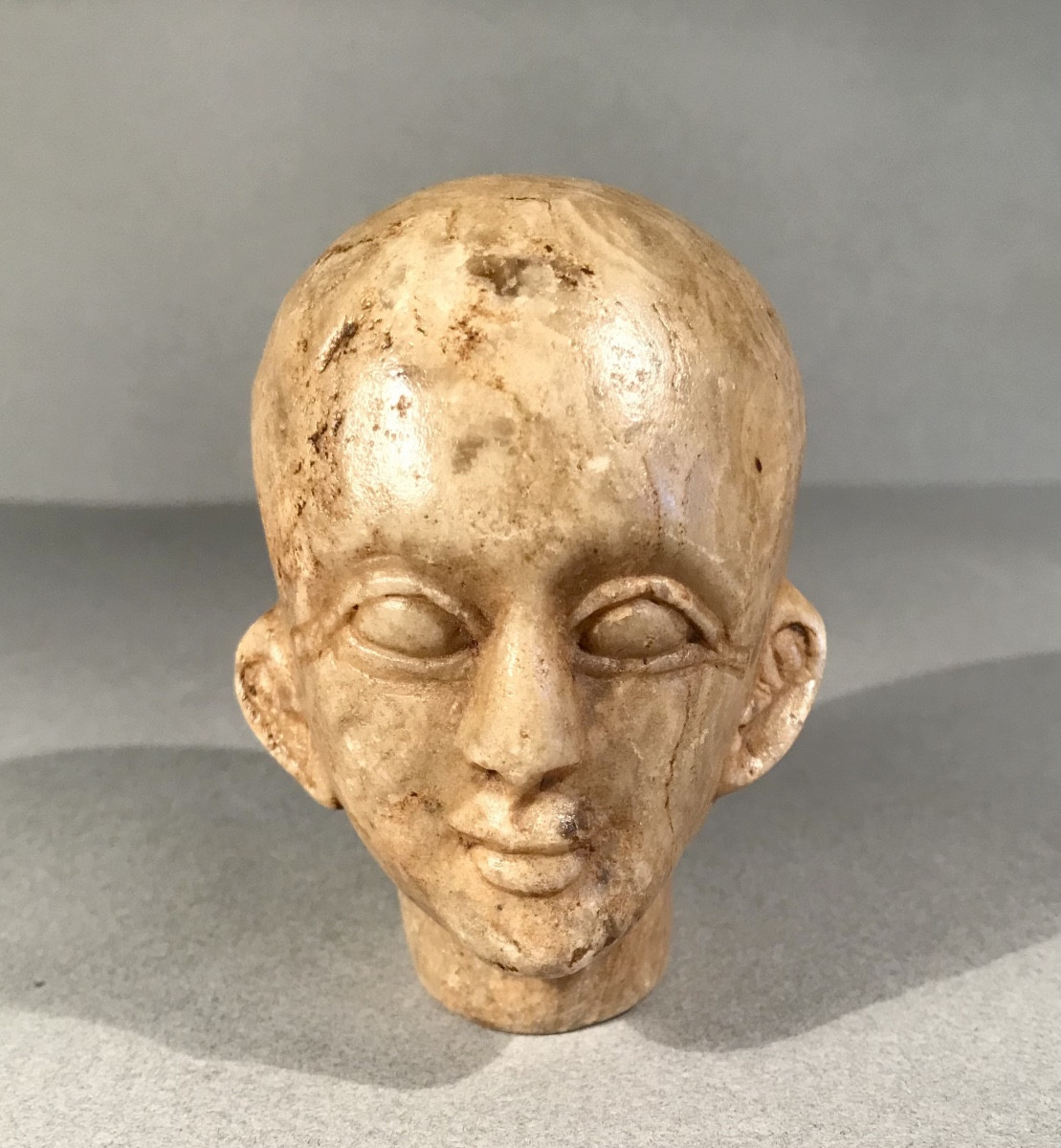 Archéologie Égypte Antique Tête Masculine en albâtre 