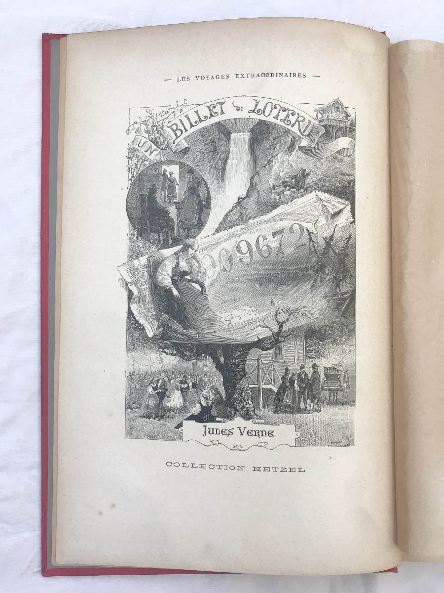 Jules Verne J.Hetzel et Cie 1886 «Un billet de loterie numéro 9672» Edition Originale In-Quarto-photo-2