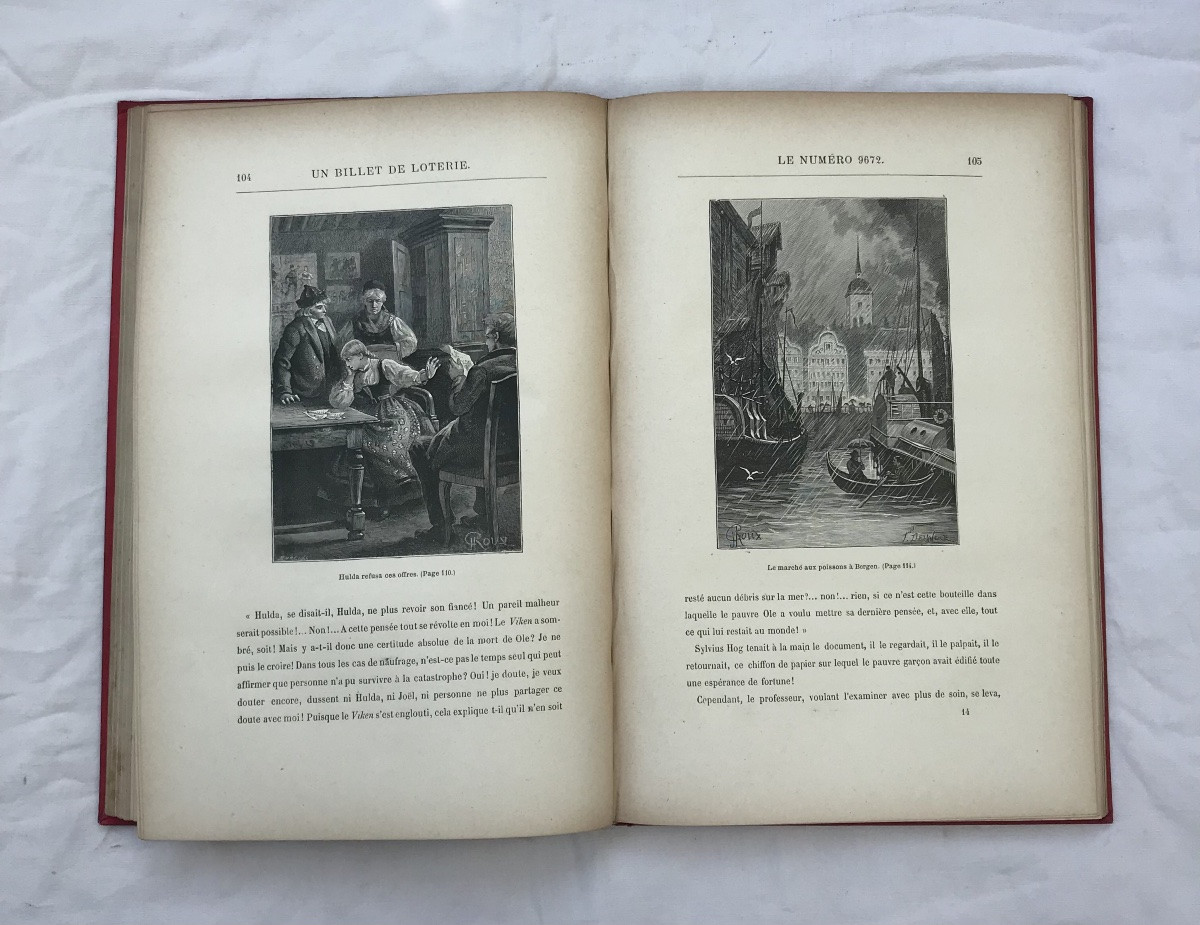 Jules Verne J.Hetzel et Cie 1886 «Un billet de loterie numéro 9672» Edition Originale In-Quarto-photo-4