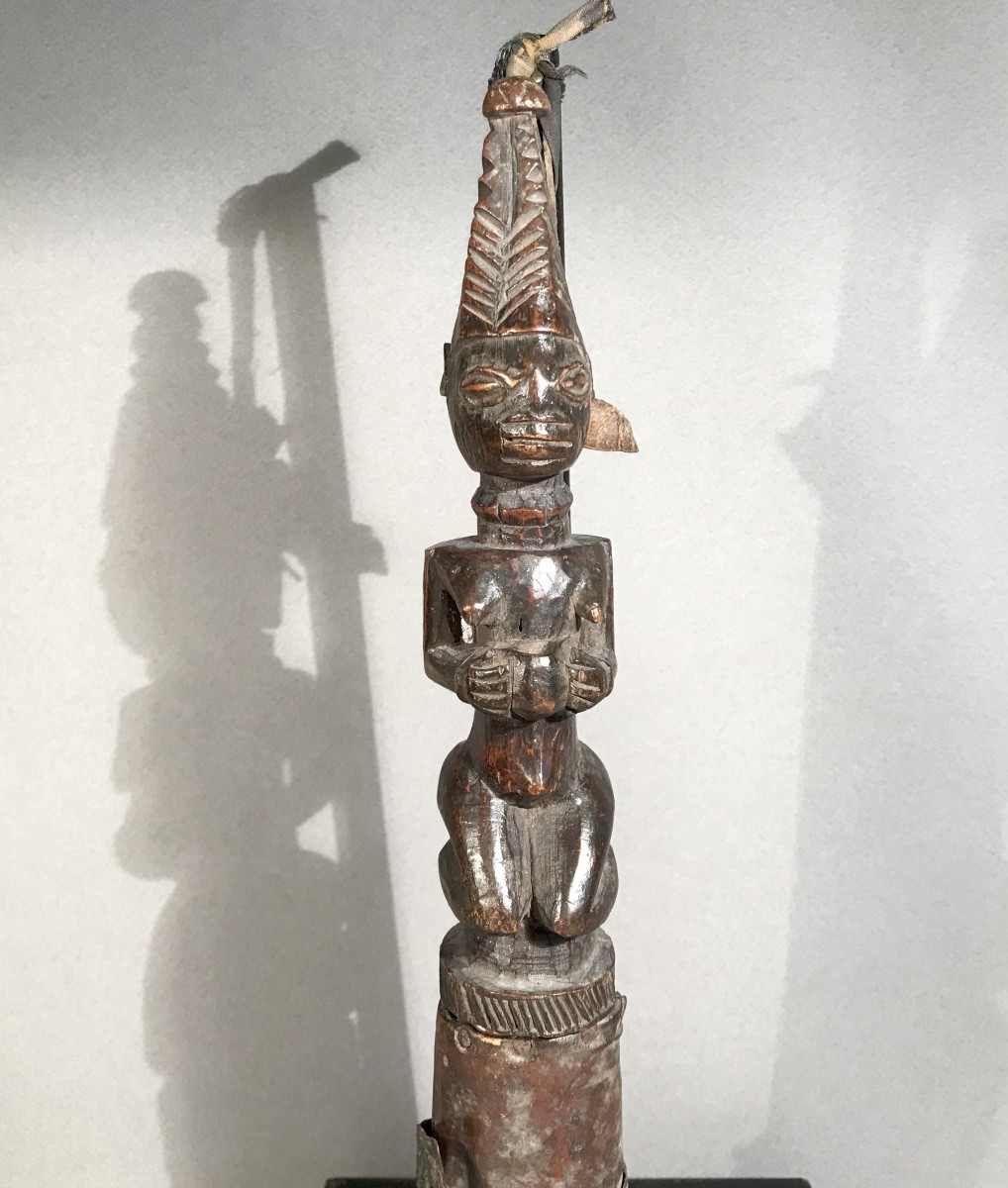 African Art Primitive Arts Ivory Coast Fly Swatter Wood Leather Iron 1st Half Of The 20th Century-photo-4