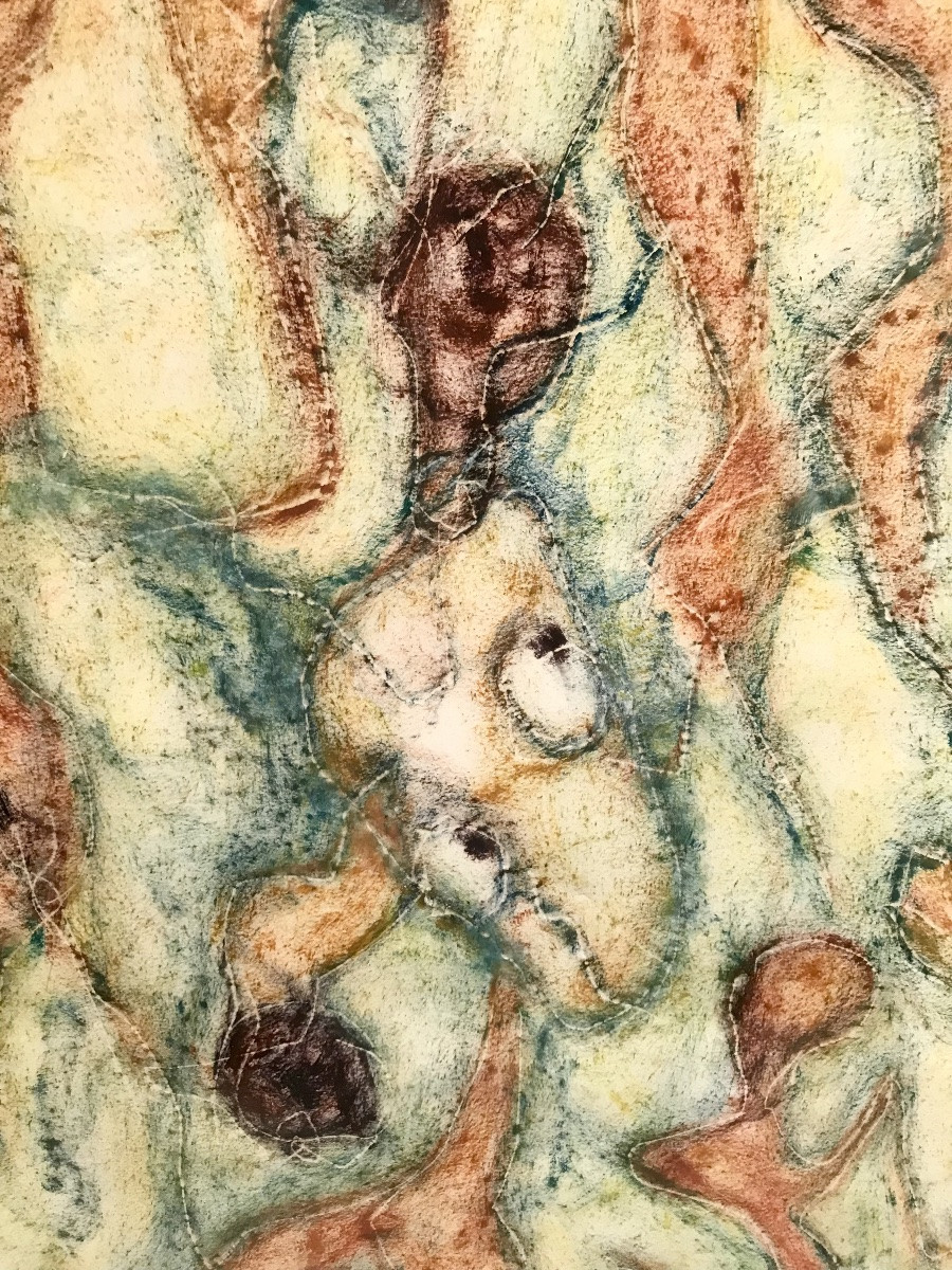 Modern Art Abstract Art Af Breuillaud Rock Composition Oil On Paper (19)63 Signed-photo-5