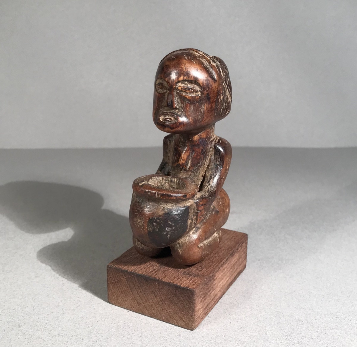 African Art Tribal Art Luba Ethnic Group Drcongo/zaire Female Votive Statuette Solid Wood 20th Century-photo-3