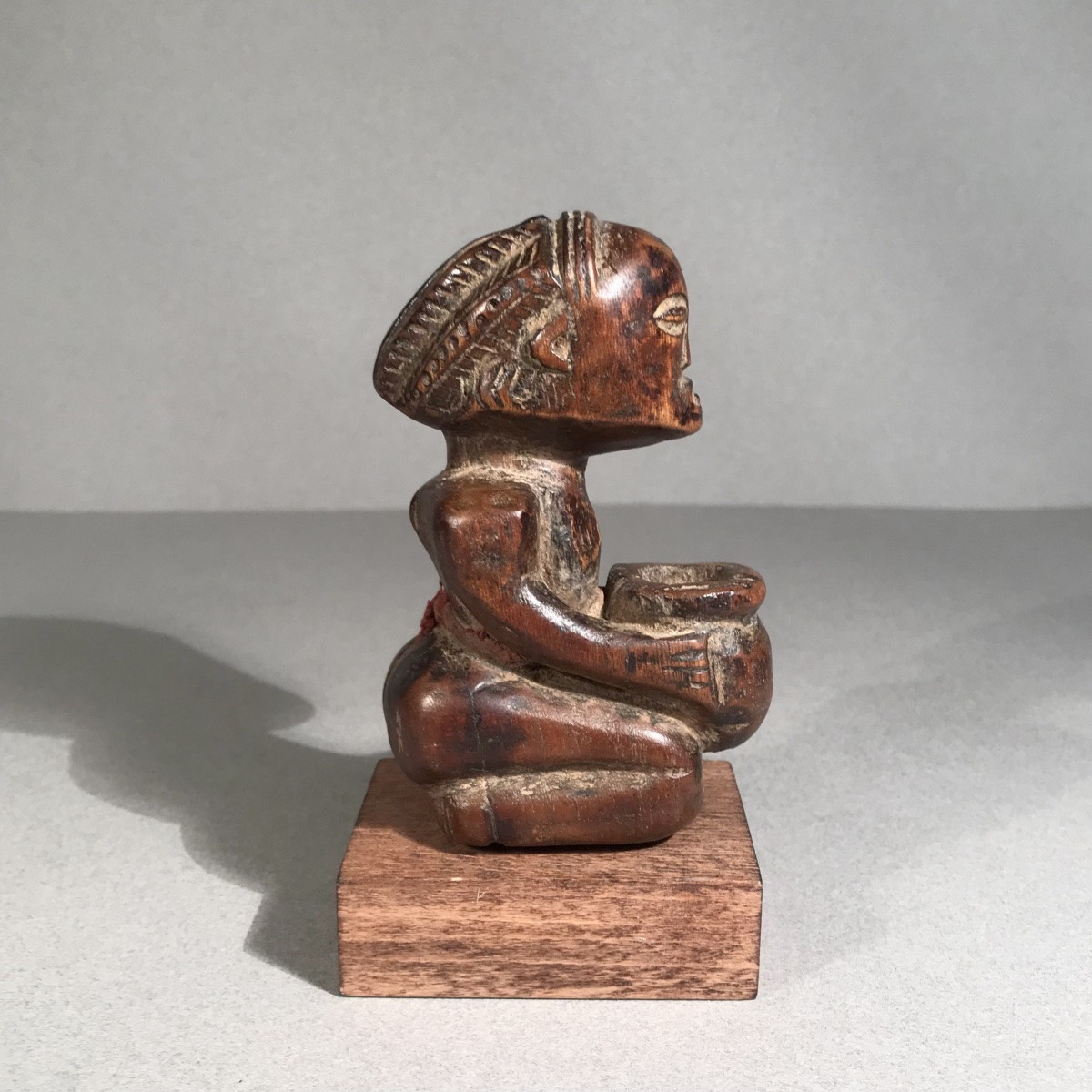 African Art Tribal Art Luba Ethnic Group Drcongo/zaire Female Votive Statuette Solid Wood 20th Century-photo-4