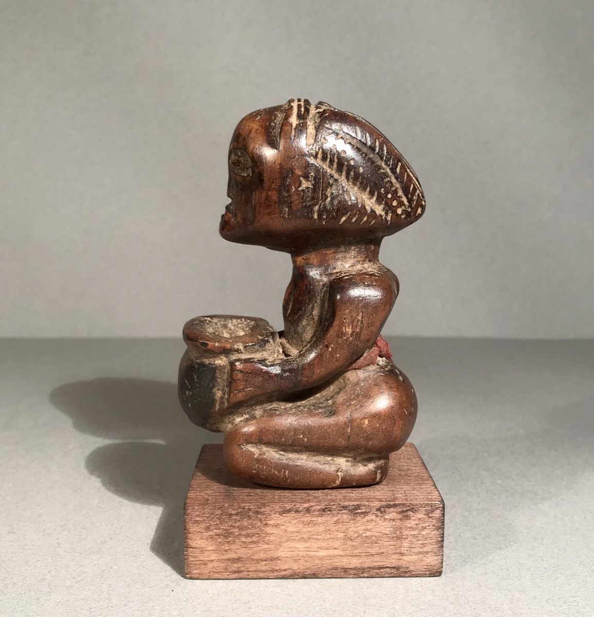 African Art Tribal Art Luba Ethnic Group Drcongo/zaire Female Votive Statuette Solid Wood 20th Century-photo-4