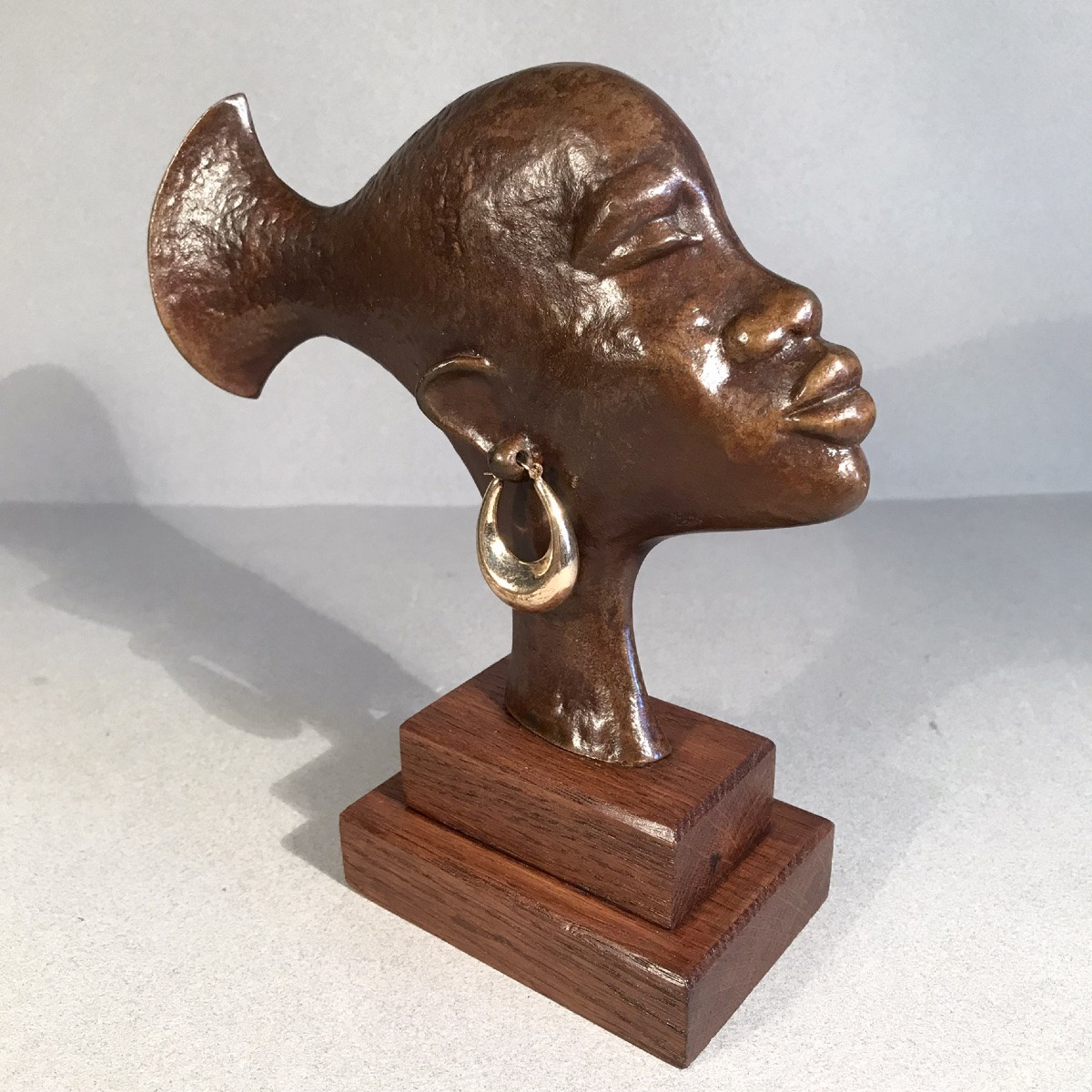 Art Deco Karl Hagenauer Vienna Bronze Profile Of An African Woman Circa 1930 -photo-1